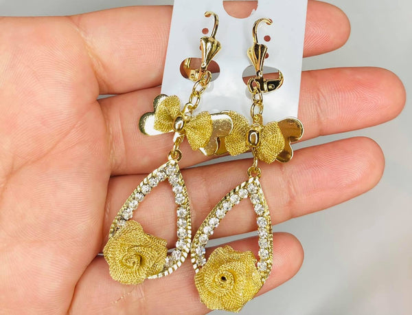 Gold Rose Earrings