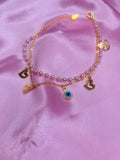 Evil Eye Double Layered Pearl Anklet