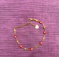 Red Evil Eye/Cross Anklet or Bracelet