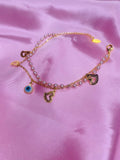 Evil Eye Double Layered Pearl Anklet