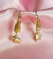 3T Elephant Dangle Earrings