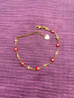 Red Evil Eye/Cross Anklet or Bracelet