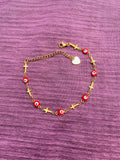 Red Evil Eye/Cross Anklet or Bracelet