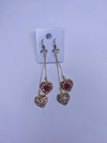 Heart Rose White Stone Long Earrings