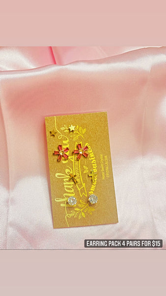 Earring Pack (Pink Flower)