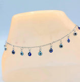 Rhodium Plated Evil Eye Anklet