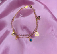 Evil Eye Double Layered Pearl Anklet