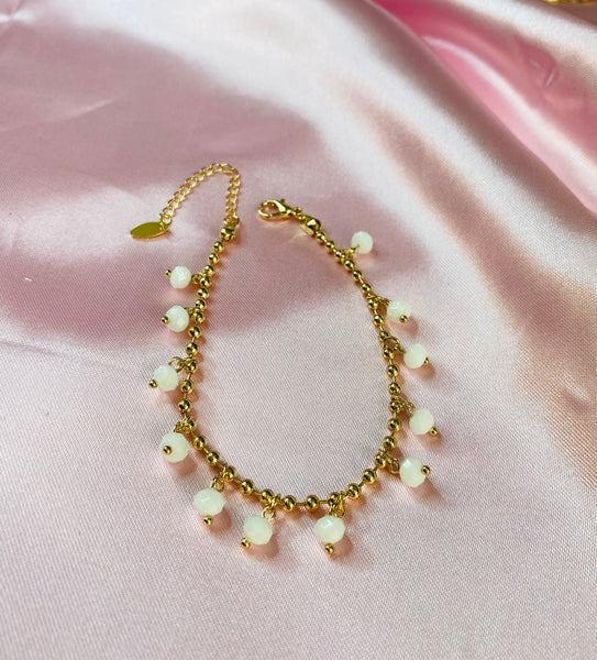 White Bead Anklet