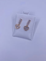 Small Dangle Heart Studs CZ