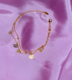 Evil Eye Double Layered Daisy Anklet