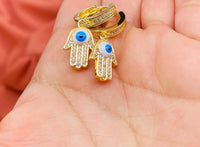 Evil Eye Hamsa Huggies