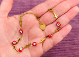 Red Evil Eye/Cross Anklet or Bracelet